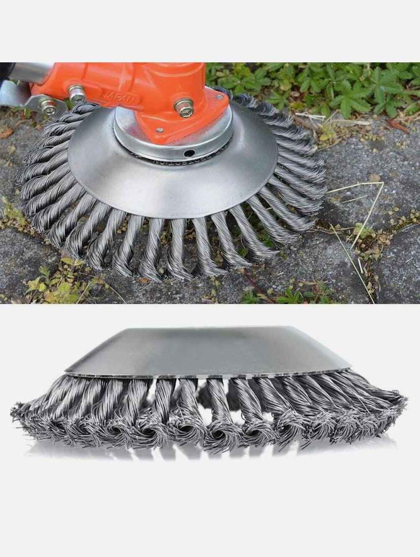 Grass Strimmer Head Trimmer Brush Steel Wire Brush Wheel Weed Trimmer Garden