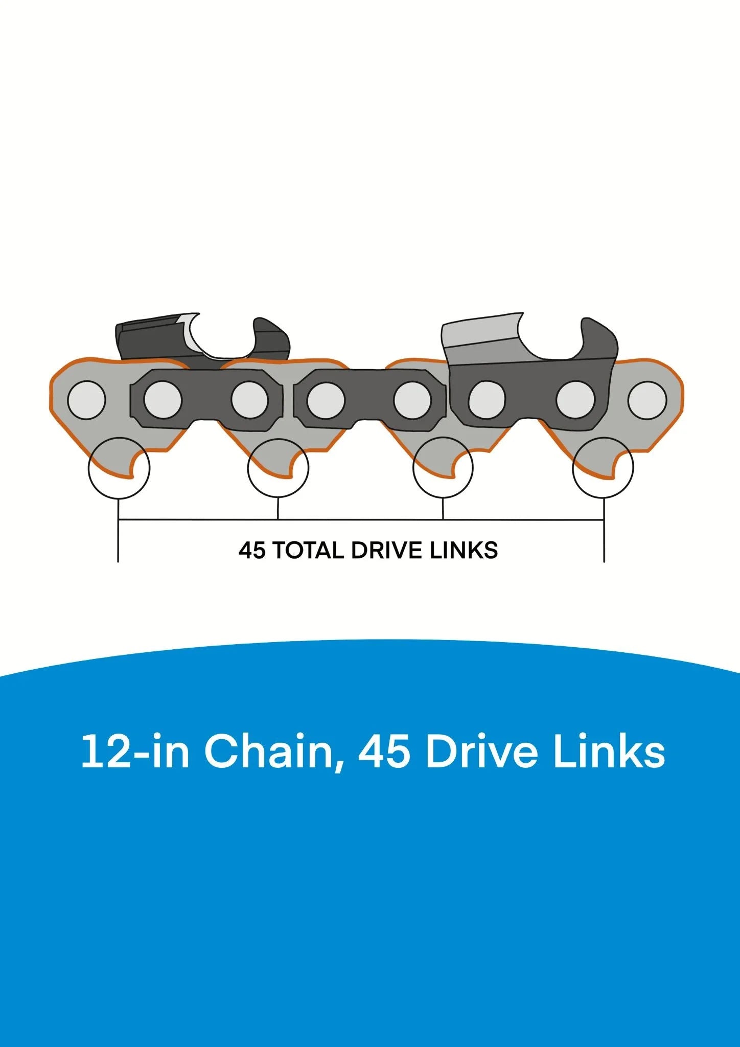 12-inch Universal Chainsaw Chain, 45 Drive Links