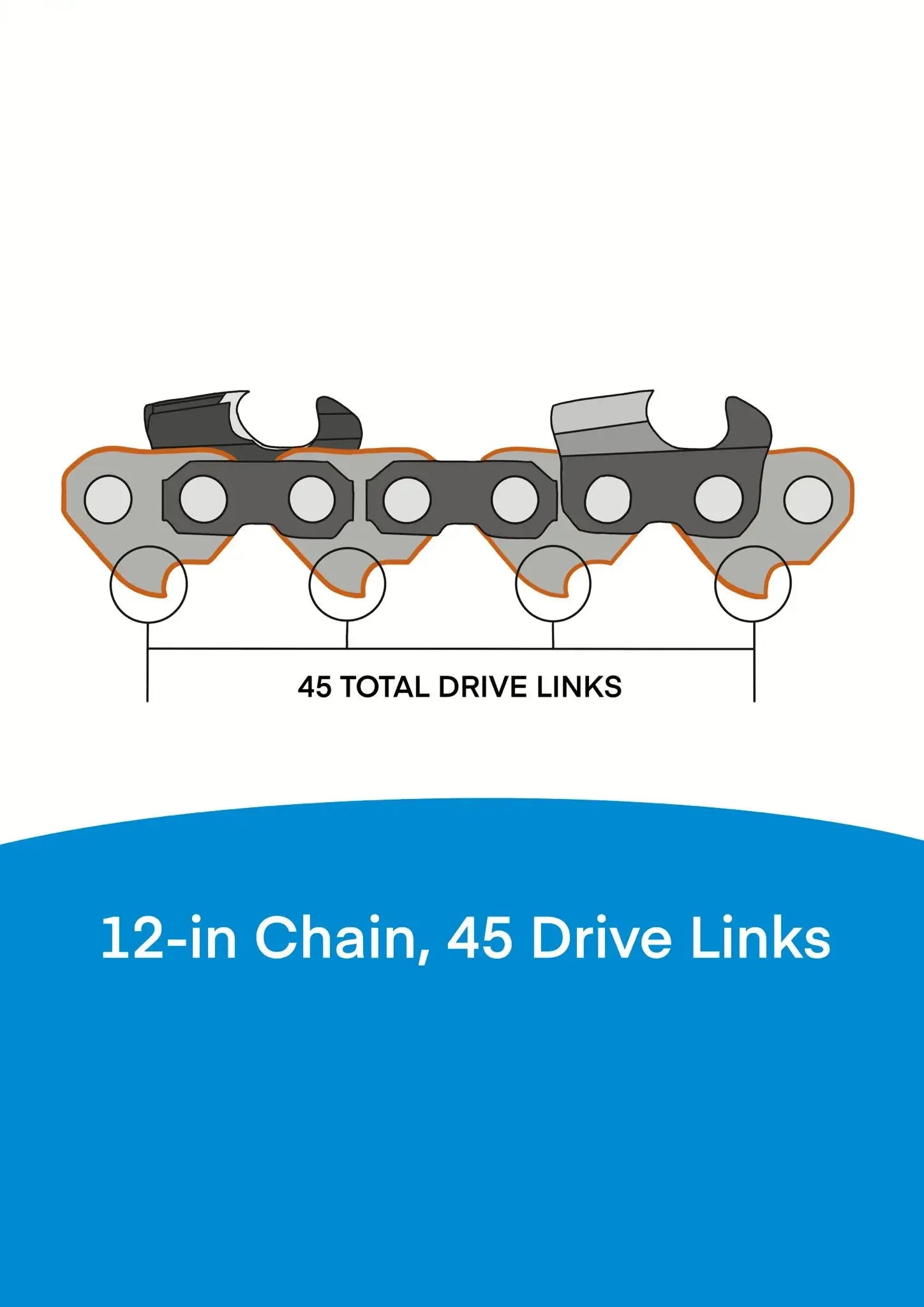 12-inch chain with 45 drive links for Excel multitool